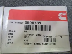 3595739 Cummins C10b Genuine Banjo Connector Screw Oem New Factory Boat Parts #2