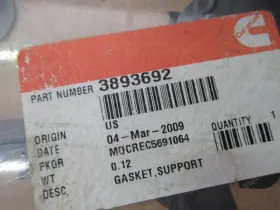 3893692 Cummins G15 Genuine Marine Support Gasket Oem New Factory Boat Parts #3