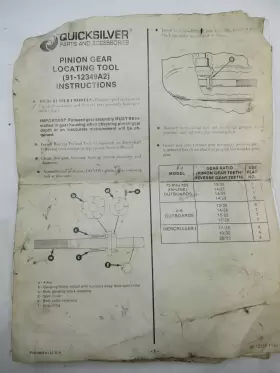 91-12349a2 Mercury Mercruiser Pinion Gear Locating Tool And Upgrade Kit 8m0089165 #2
