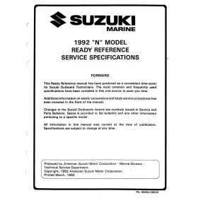 99954-58920 Suzuki Outboard Marine 1992 Service Specification Manual