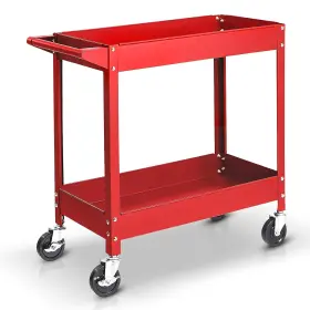 Aptc304u Tce Service Utility Cart Heavy Duty 2 Shelf Tier 300 Lbs Rolling Trolley Red