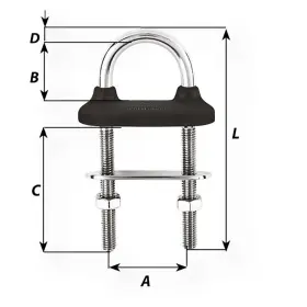 65451 Wichard Marine Black Watertight U-bolt - 10mm Diameter 25/64 Inch 110mm Length 4-21/6 #2