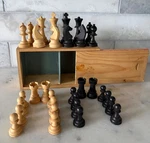 E.s. Lowe Chessmen Set 2 7/8" King France Hand Carved Wood Box Vintage. Fixed Price $51.00.