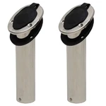 Sea Fox Rod Holder Set Of (2) 40 Degree Stainless With Flush Caps Marine Boat. Fixed Price $27.96.