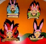 Set Of 4 Louise Belcher Quirky Enamel Pin Backs Brooches Bobs Burgers New. Fixed Price $19.99.