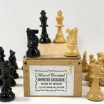 E.s. Lowe Chessmen Set 2 7/8" King France Hand Carved Wood Box Vintage. Fixed Price $199.00.